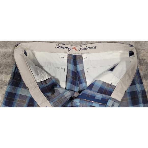 Tommy Bahama Make Life One Long Weekend Linen Blend Plaid Men's Shorts Sz 32x10 - Picture 5 of 8